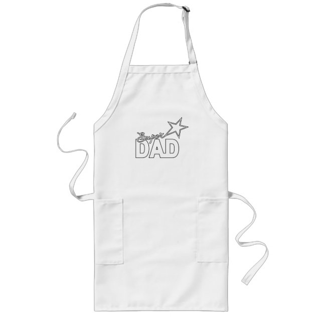 Happy Father's Day Modern Design "SUPER DAD" Long Apron (Front)