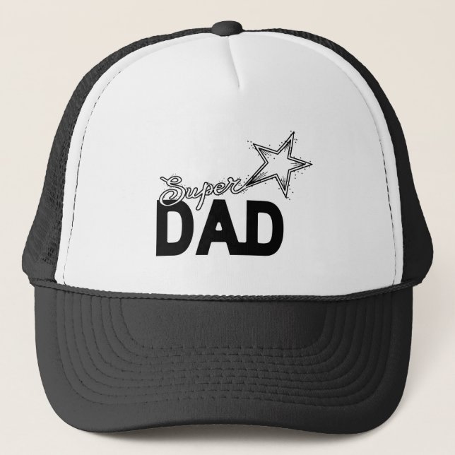 Happy Father's Day Modern Design "SUPER DAD" star Trucker Hat (Front)