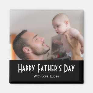 Happy Father's Day Modern Photo Black White  Magnet