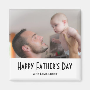 Happy Father's Day Modern Photo Black White Magnet