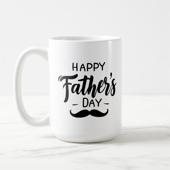 Happy Father's Day - Moustache Celebration Art Coffee Mug (Left)
