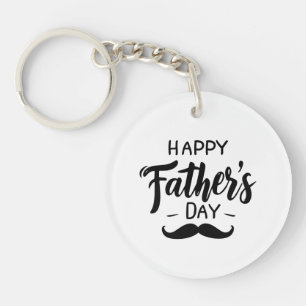 Happy Father's Day - Moustache Celebration Art Keychain