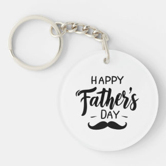 Happy Father's Day - Moustache Celebration Art Keychain