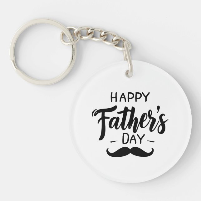 Happy Father's Day - Moustache Celebration Art Keychain (Front)