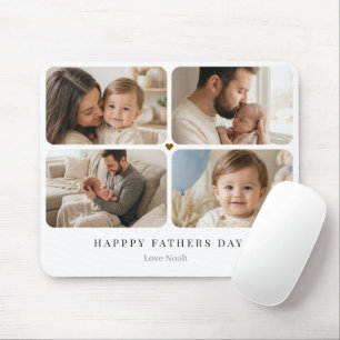 Happy Fathers Day Neutral Minimalist Photo Collage Mouse Pad