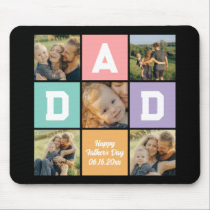 Happy Father's Day New Dad Family Photo Collage Mouse Pad
