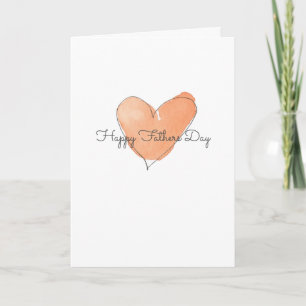Happy Fathers Day Orange Watercolor Heart Card