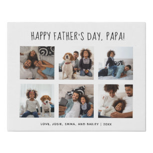 Happy Father's Day Papa   Multi Photo Grid Faux Canvas Print