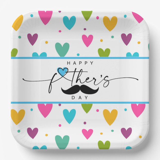 Happy Fathers Day Paper Plate (Front)