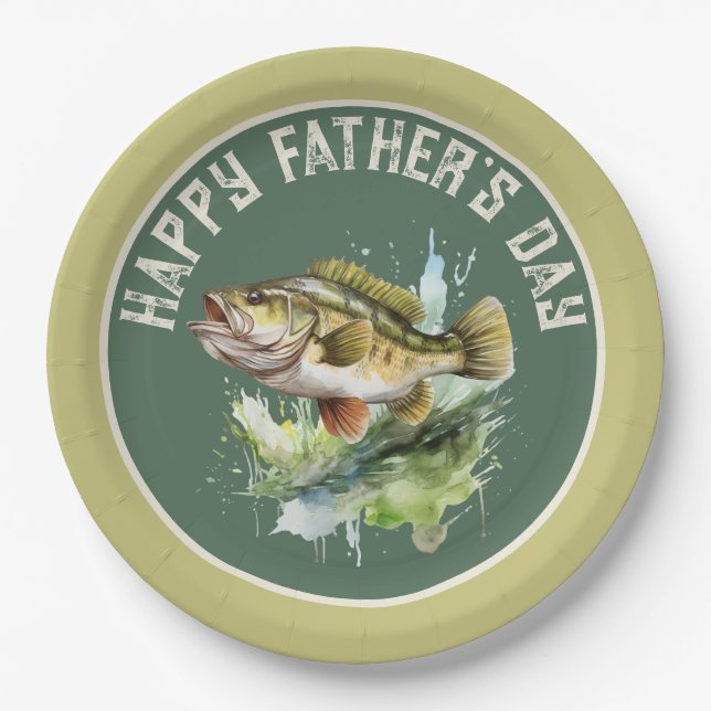Happy Fathers Day Party Fish Paper Plate (Front)