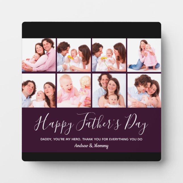 Happy Father's Day , Personalized 8 Photo Collage  Plaque (Front)