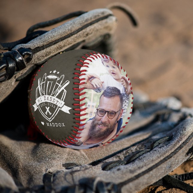 Happy Father's Day | Personalized Family Photos Baseball (Creator Uploaded)