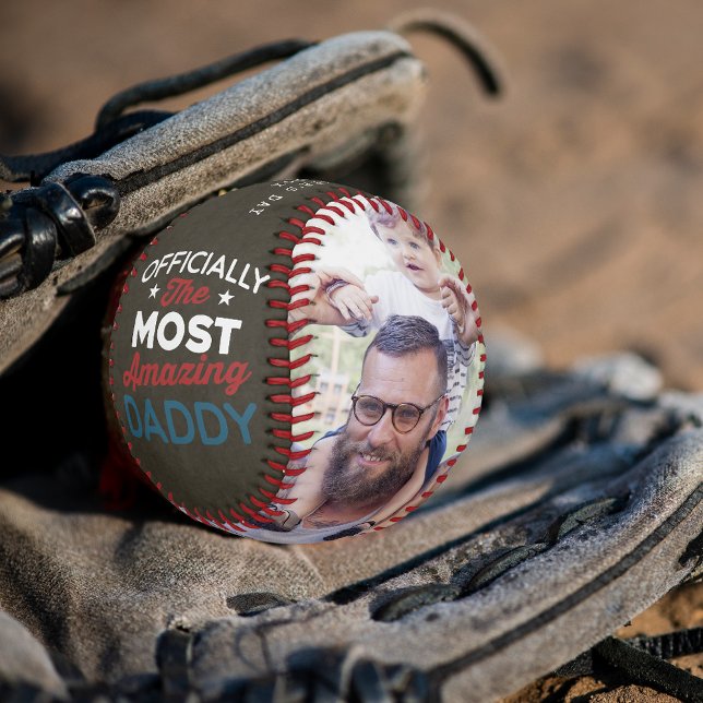 Happy Father's Day | Personalized Family Photos Baseball (Creator Uploaded)