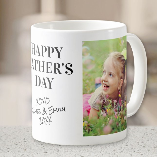Happy Father's Day Personalized Photo and Names Coffee Mug (Creator Uploaded)