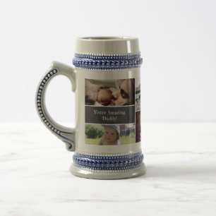 Happy Father's day, Personalized, Photo collage Beer Stein