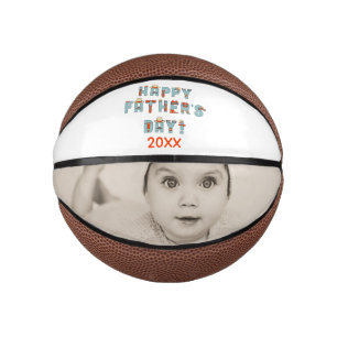 Happy Fathers Day Personalized Photo Gift Mini Basketball