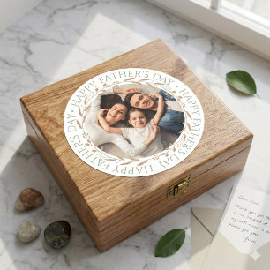 Happy Father's Day Photo Card   Customizable Dad G Classic Round Sticker