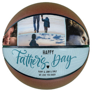 Happy Father's Day Photo Collage Custom Names Basketball