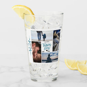 Happy Father's Day Photo Collage Custom Names  Glass