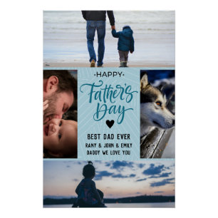 Happy Father's Day Photo Collage Custom Names Poster