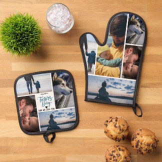 happy father's day Photo Collage custom  Oven Mitt & Pot Holder Set