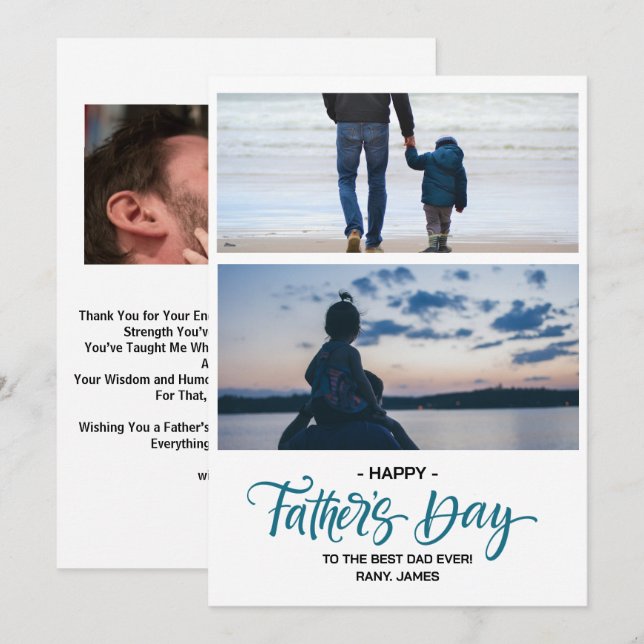 Happy Father's Day Photo Collage  Holiday Card (Front/Back)