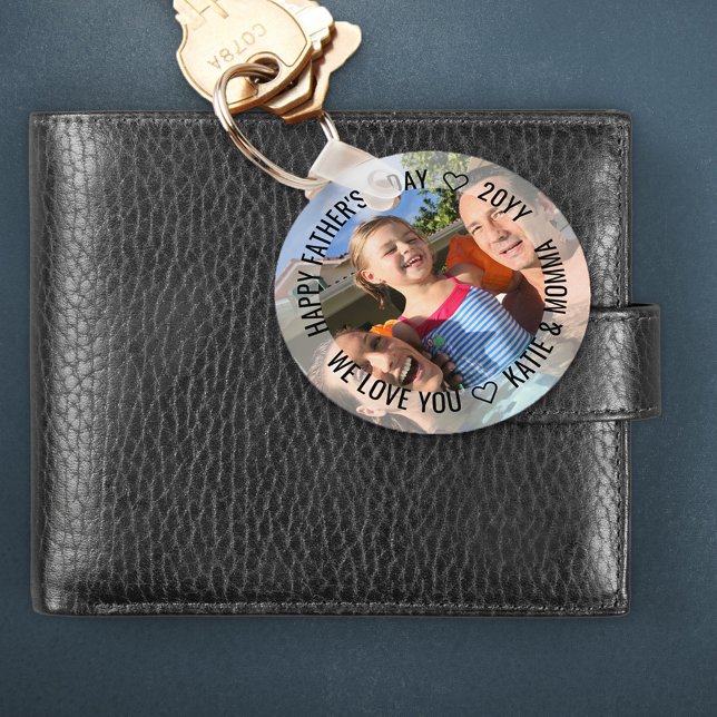 Happy Fathers Day Photo We Love You Family Photo Keychain (Creator Uploaded)