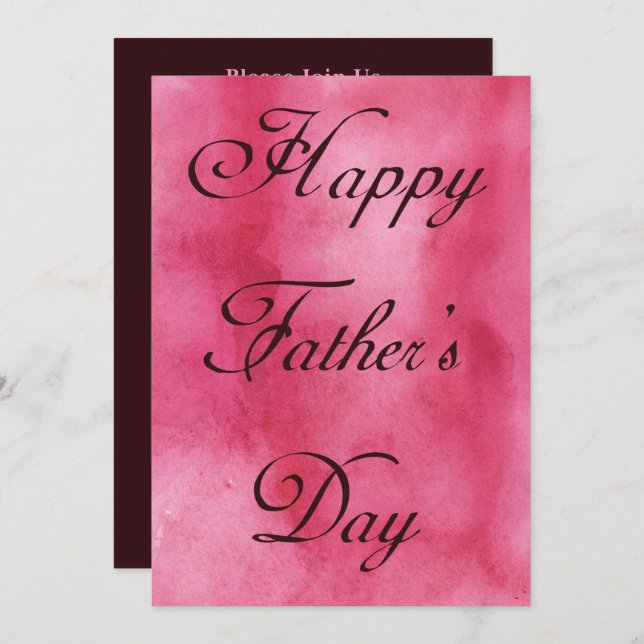 Happy Fathers Day Pink Summer Picnic Party Invitation (Front/Back)