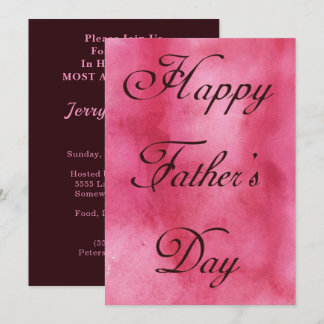 Happy Fathers Day Pink Summer Picnic Party Invitation