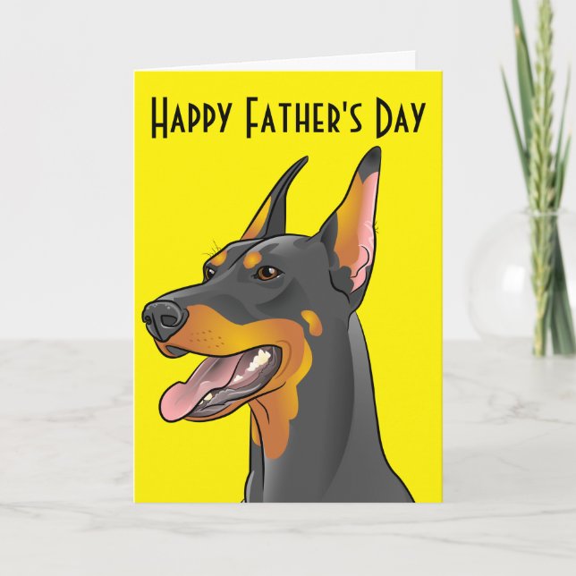 Happy Father's Day Pop Art Customizable Doberman Card (Front)