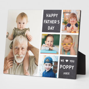 Happy Father's Day Poppy 5 Photo Chalkboard Plaque
