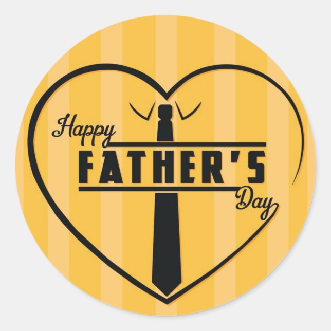 Happy Father's Day Premium Strips Classic Round Sticker (Front)