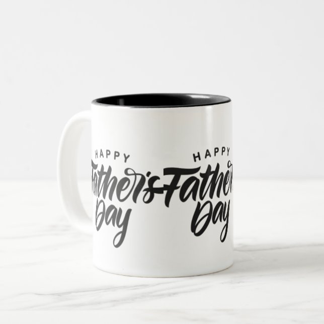 "Happy Father's Day Printed Mug: Celebrate  Two-Tone Coffee Mug (Front Left)