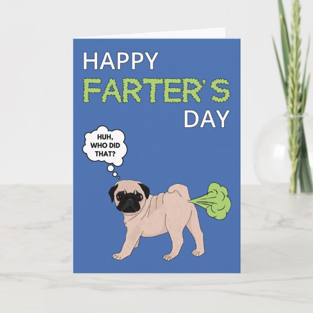 Happy Father's Day Pug Dog Farter Joke Card (Front)