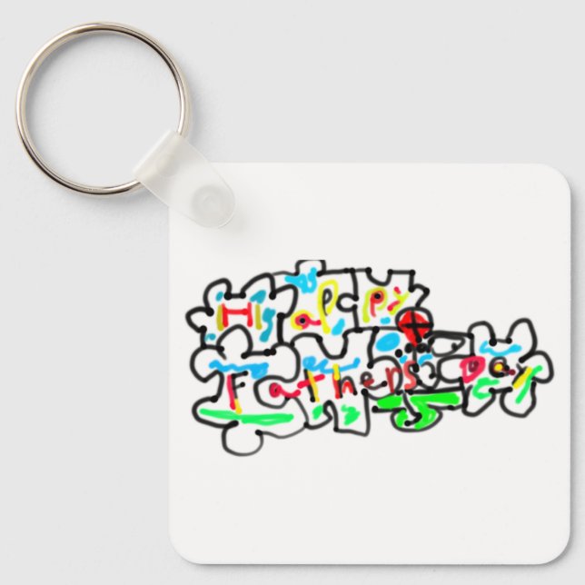 Happy Father's  Day Puzzle art  Keychain (Front)