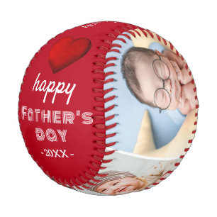 Happy Father's Day Red Heart 4 Photo Collage Baseball