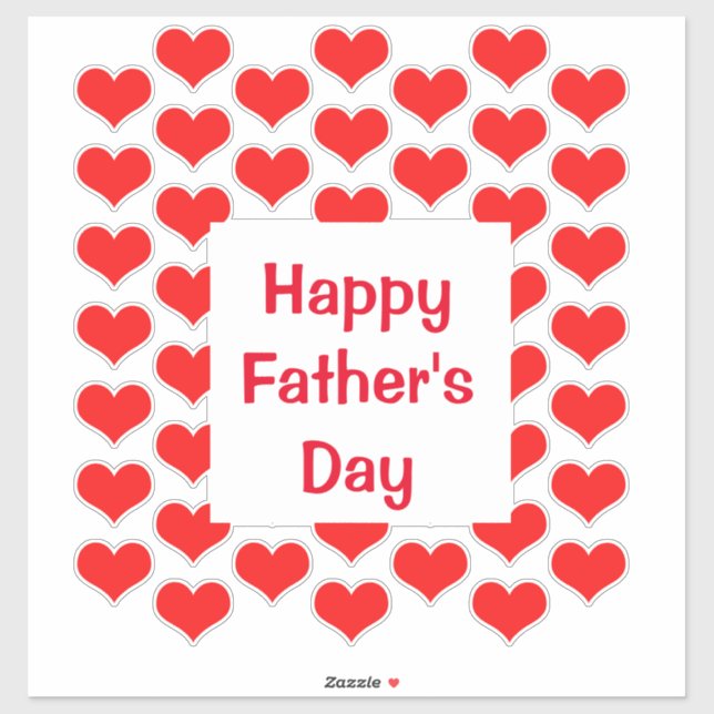 Happy Fathers Day Red Heart Patterns Colourful (Sheet)