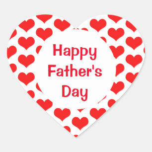 Happy Fathers Day Red Heart Patterns Colourful Sticker