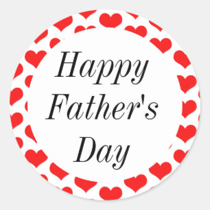 Happy Fathers Day Red Heart Patterns Custom Classy Classic Round Sticker