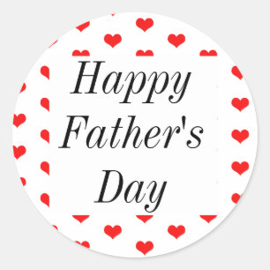 Happy Fathers Day Red Heart Patterns Custom Cute Classic Round Sticker