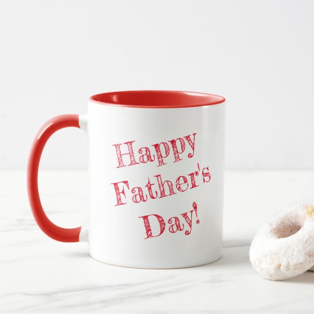 Happy Father's Day red text Mug (With Donut)