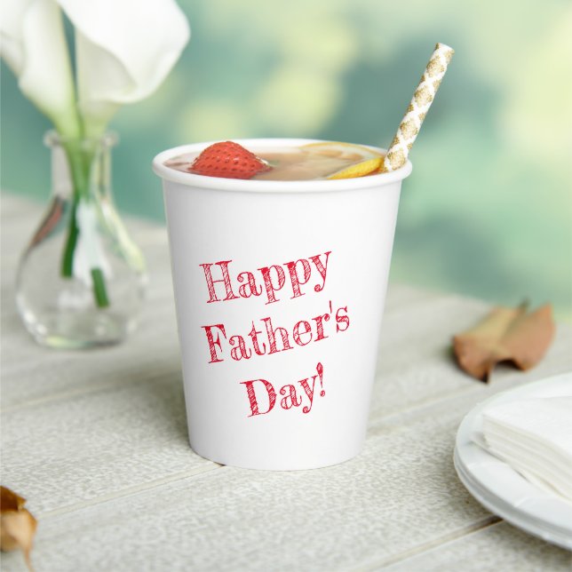 Happy Father's Day red text Paper Cups (Insitu)