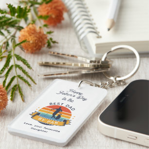 Happy Fathers Day Retro Script Golf Dad Keepsake Keychain