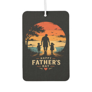 Happy Fathers Day Retro Sunset Dad Son Air Freshener
