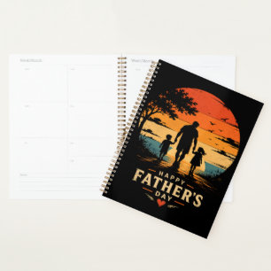 Happy Fathers Day Retro Sunset Dad Son Planner