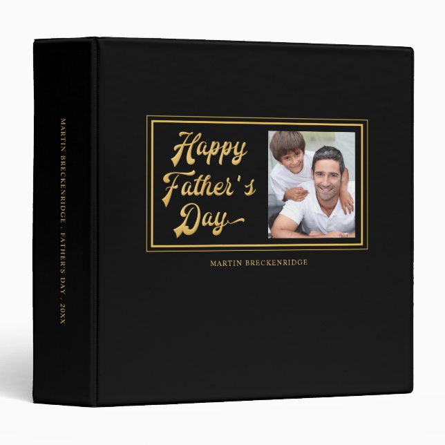 HAPPY FATHERS DAY Retro Typography Photo Album Binder (Front/Spine)