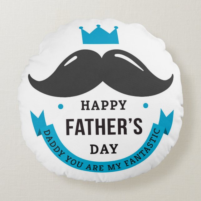 Happy Father's Day Round Pillow (Front)