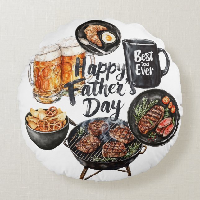 Happy Father's Day Round Pillow (Front)
