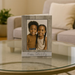 Happy Father's Day Rustic Gray Wood Photo Card
