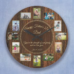 Happy Fathers Day Rustic Wood Photo Template Large Clock<br><div class="desc">Father's Day is the perfect time to tell him how much his family loves him... This masculine rustic wood, family photo collage template hold 12 photos of the people who love Dad the most! ~ All parts of this handsome design are fully customizable. Just go to the dropdown menu under...</div>